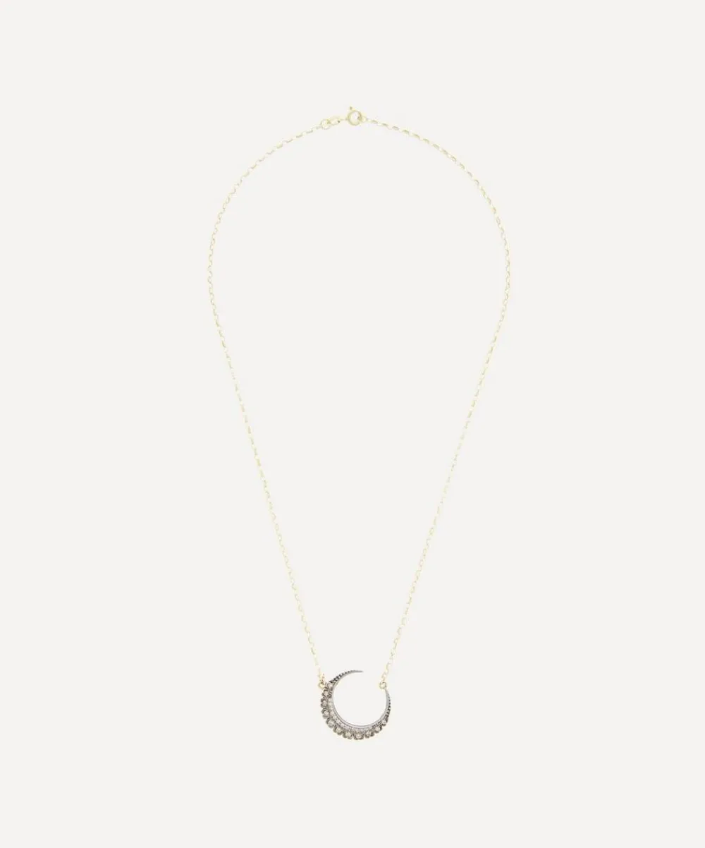 Kirstie Le Marque Necklaces^9ct Gold Diamond Classic Crescent Pendant Necklace