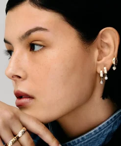 Roxanne First Earrings|Earrings^14ct Gold Diamond Everyday Pear Drop Hoop Earrings