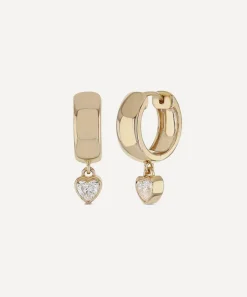 Roxanne First Earrings|Earrings^14ct Gold Diamond Everyday Heart Drop Hoop Earrings