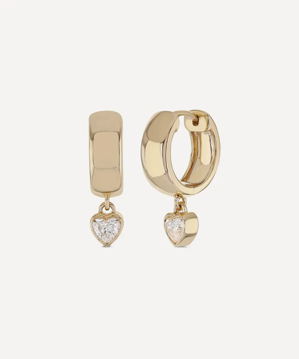 Roxanne First Earrings|Earrings^14ct Gold Diamond Everyday Heart Drop Hoop Earrings