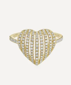Roxanne First Rings^14ct Gold Diamond Heart Basket Ring