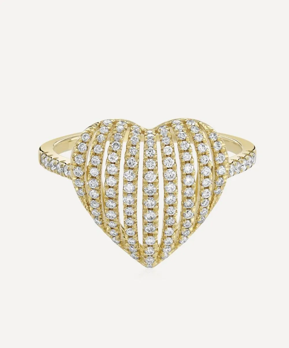 Roxanne First Rings^14ct Gold Diamond Heart Basket Ring