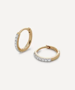 Monica Vinader Earrings^14ct Gold Diamond Huggie Hoop Earrings