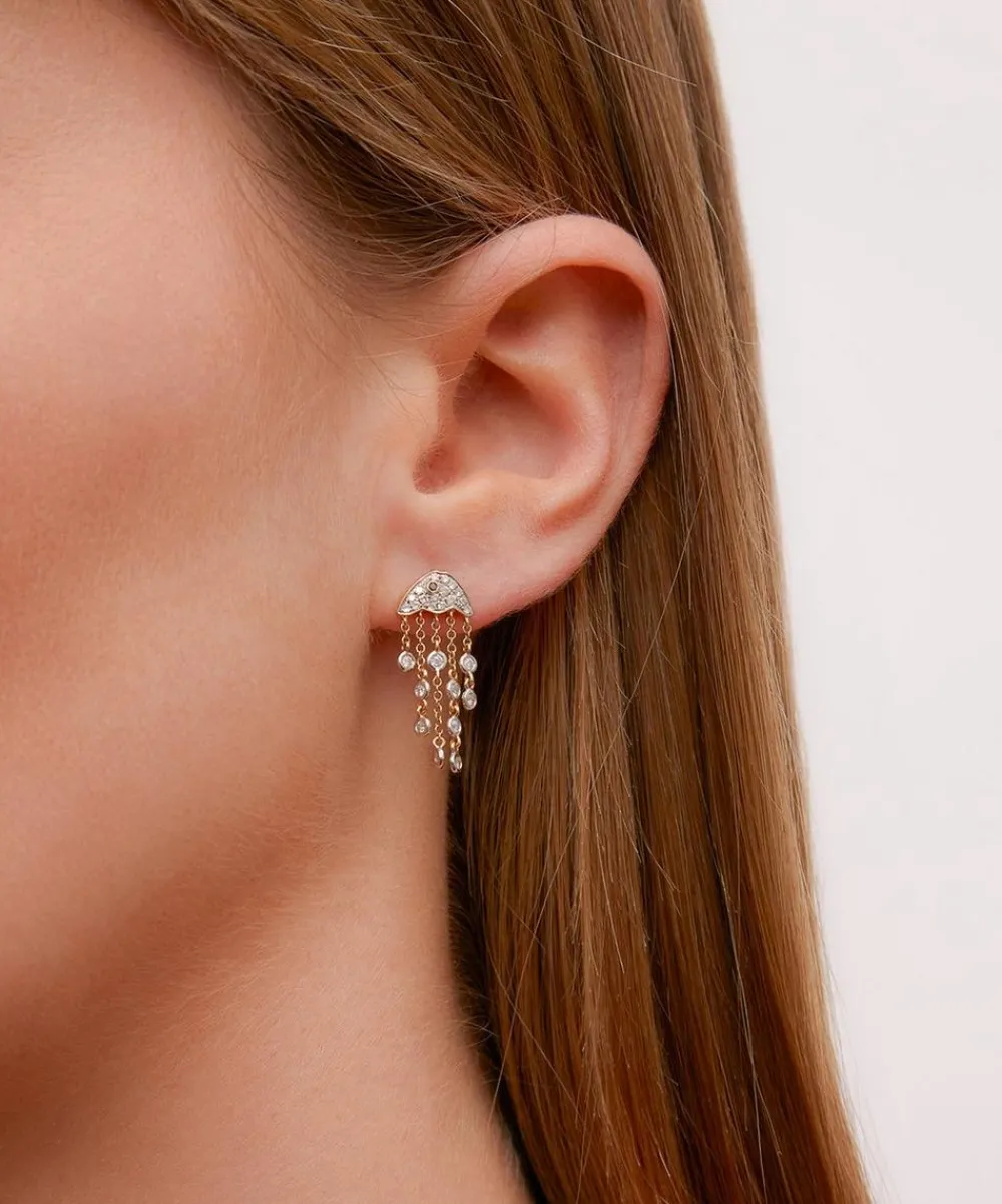 Yvonne Léon Earrings|Earrings^18ct Gold Diamond Jellyfish Drop Earring