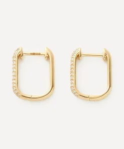 Roxanne First Earrings|Earrings^14ct Gold Diamond Oval Hoop Earrings