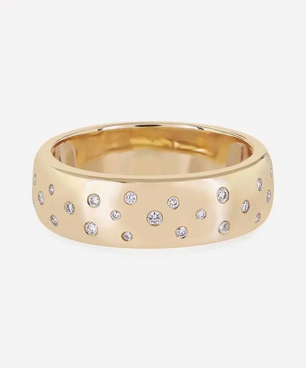Roxanne First Rings|Rings^14ct Gold Diamond Polka Dot Cigar Band Ring