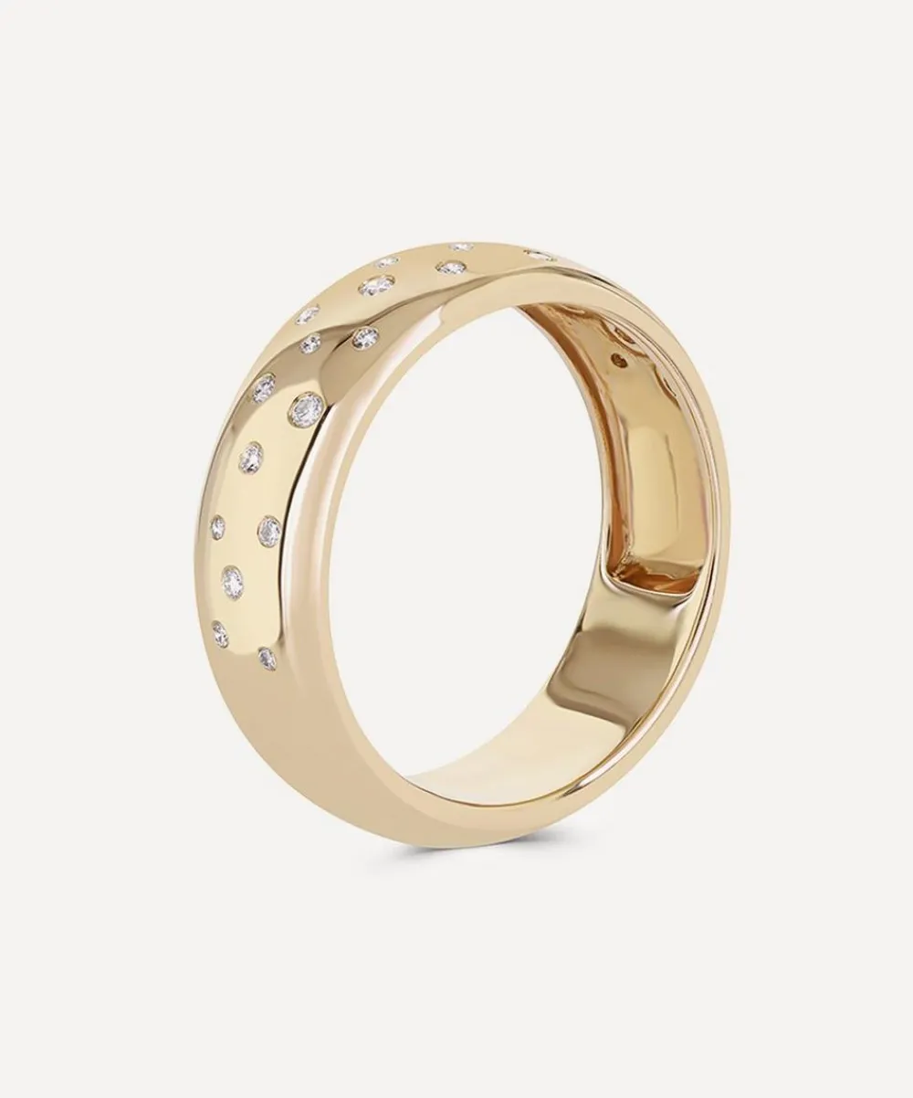 Roxanne First Rings|Rings^14ct Gold Diamond Polka Dot Cigar Band Ring