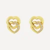 Kojis Earrings|Earrings^18ct Gold Diamond Set Double Heart Earrings