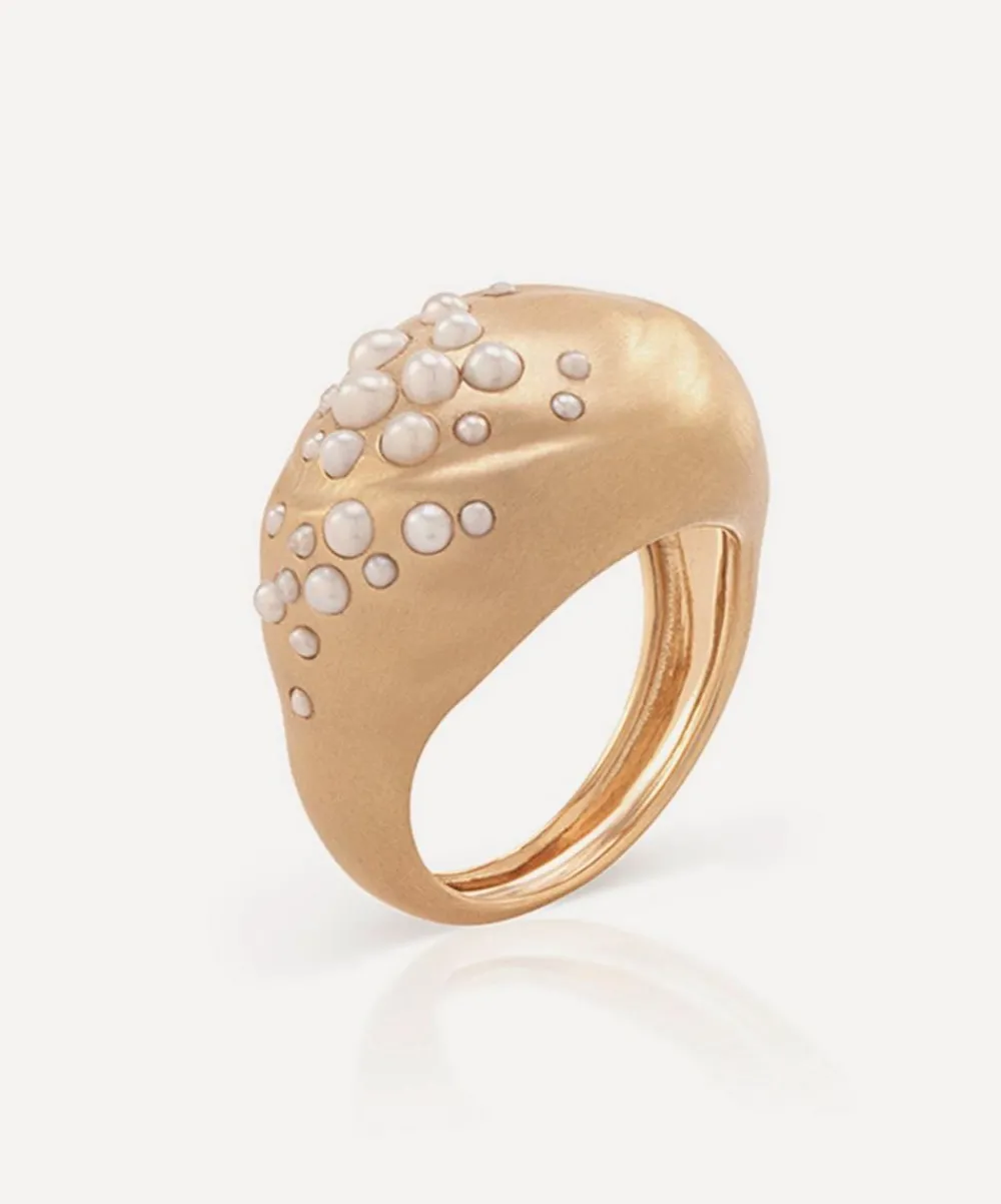 Nada Ghazal Rings|Rings^18ct Gold Drop Pearl Oval Ring