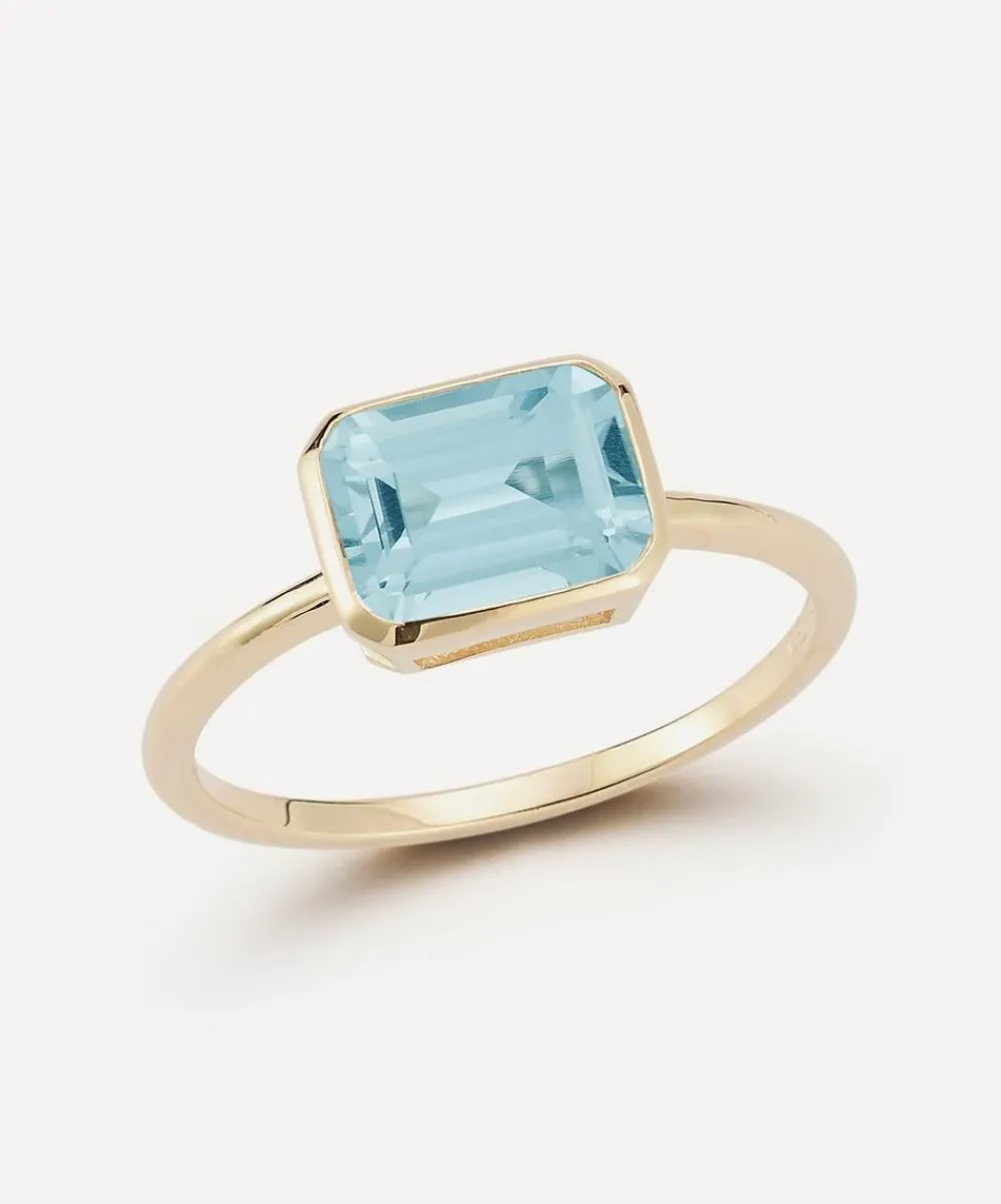 Mateo Rings|Rings^14ct Gold East West Blue Topaz Ring