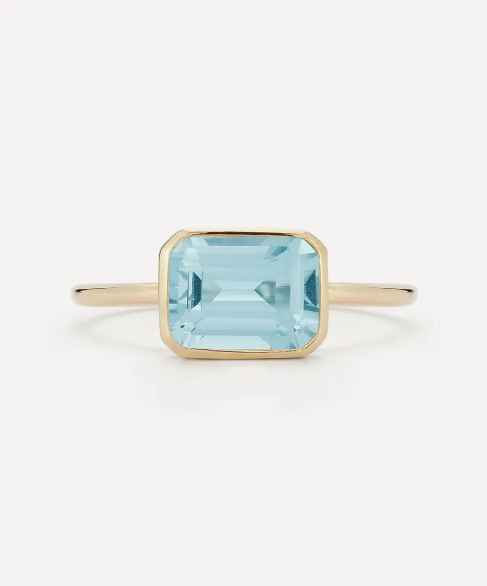 Mateo Rings|Rings^14ct Gold East West Blue Topaz Ring