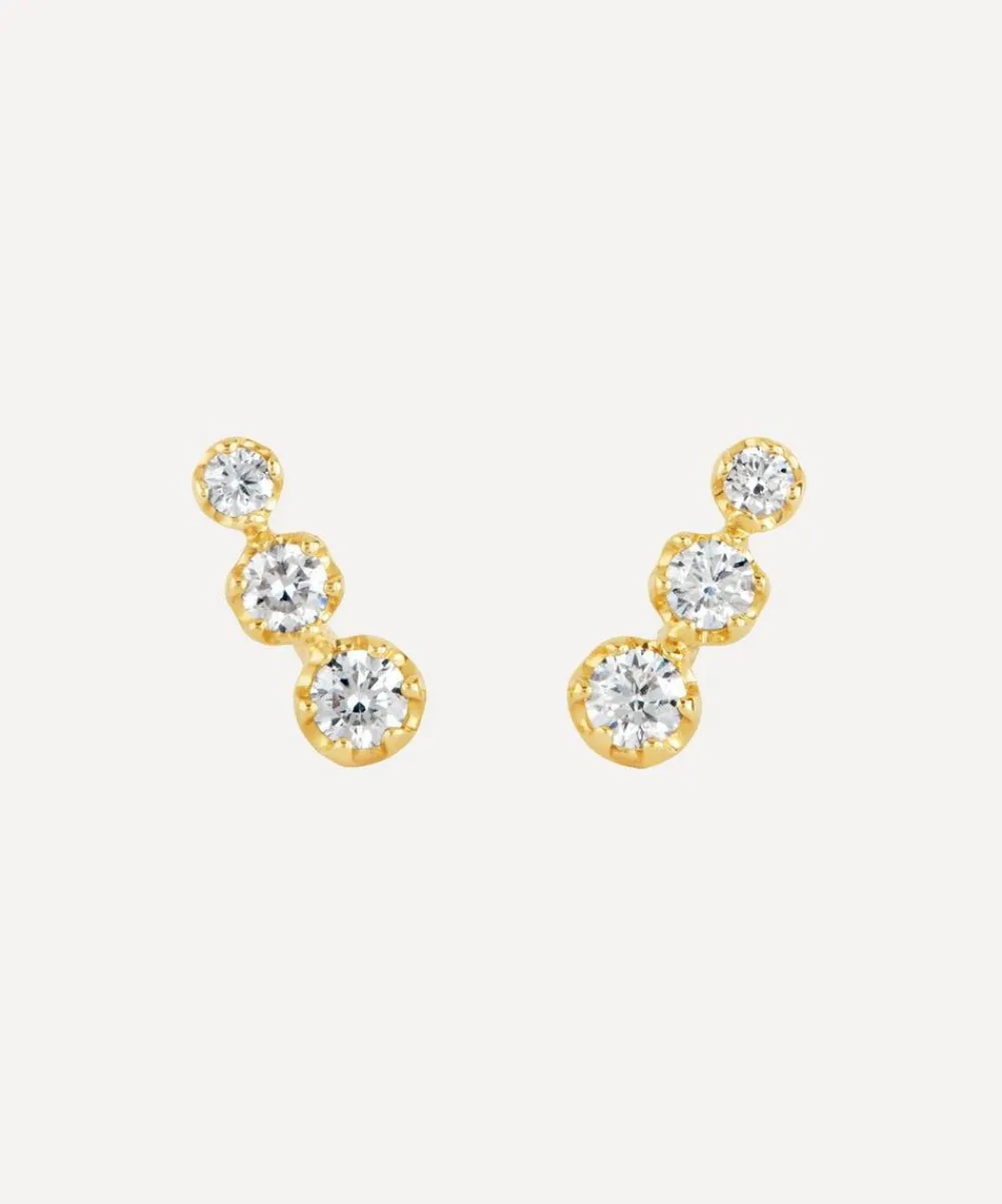 Dinny Hall Earrings^14ct Gold Elyhara Diamond Trio Stud Earrings