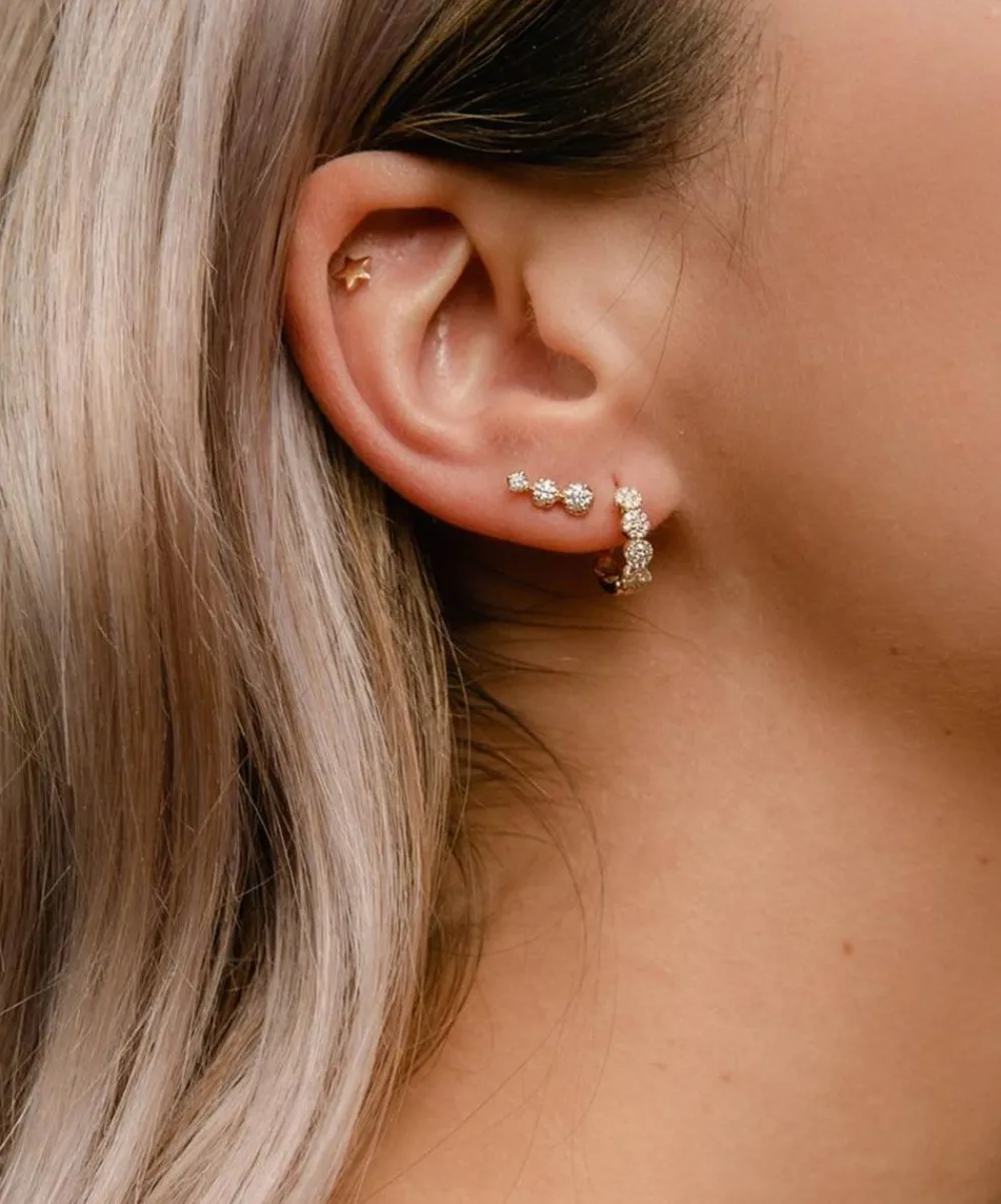 Dinny Hall Earrings^14ct Gold Elyhara Diamond Trio Stud Earrings