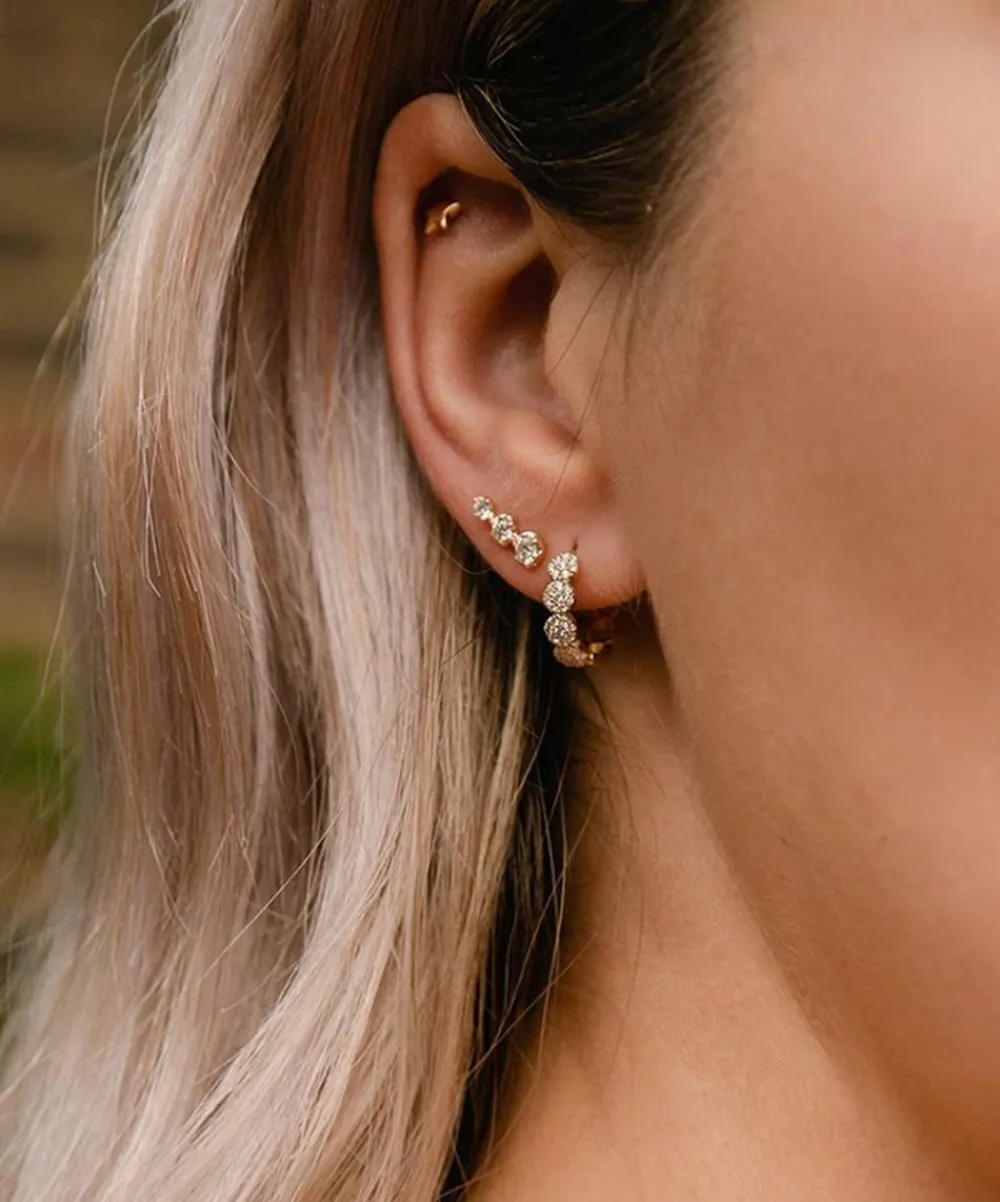 Dinny Hall Earrings^14ct Gold Elyhara Diamond Trio Stud Earrings