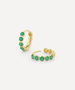 Dinny Hall Earrings|Earrings^18ct Gold Elyhara Emerald Huggie Hoop Earrings