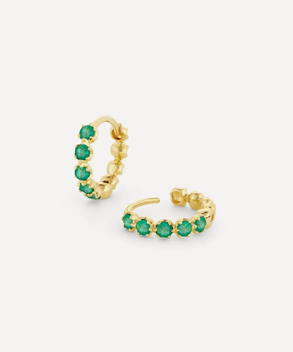 Dinny Hall Earrings|Earrings^18ct Gold Elyhara Emerald Huggie Hoop Earrings