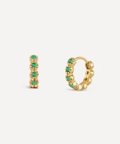 Dinny Hall Earrings|Earrings^18ct Gold Elyhara Emerald Huggie Hoop Earrings