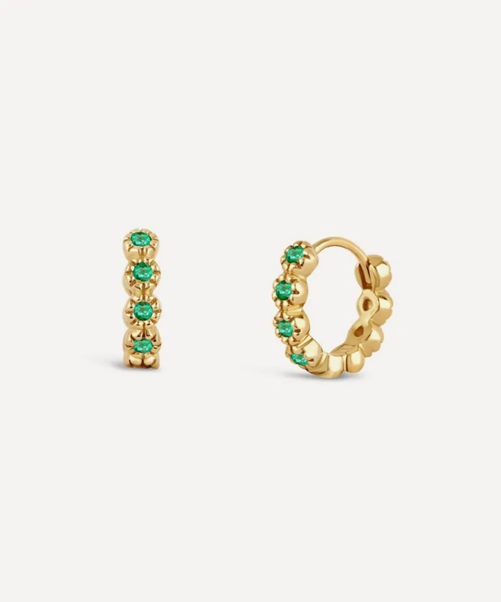 Dinny Hall Earrings|Earrings^18ct Gold Elyhara Emerald Huggie Hoop Earrings