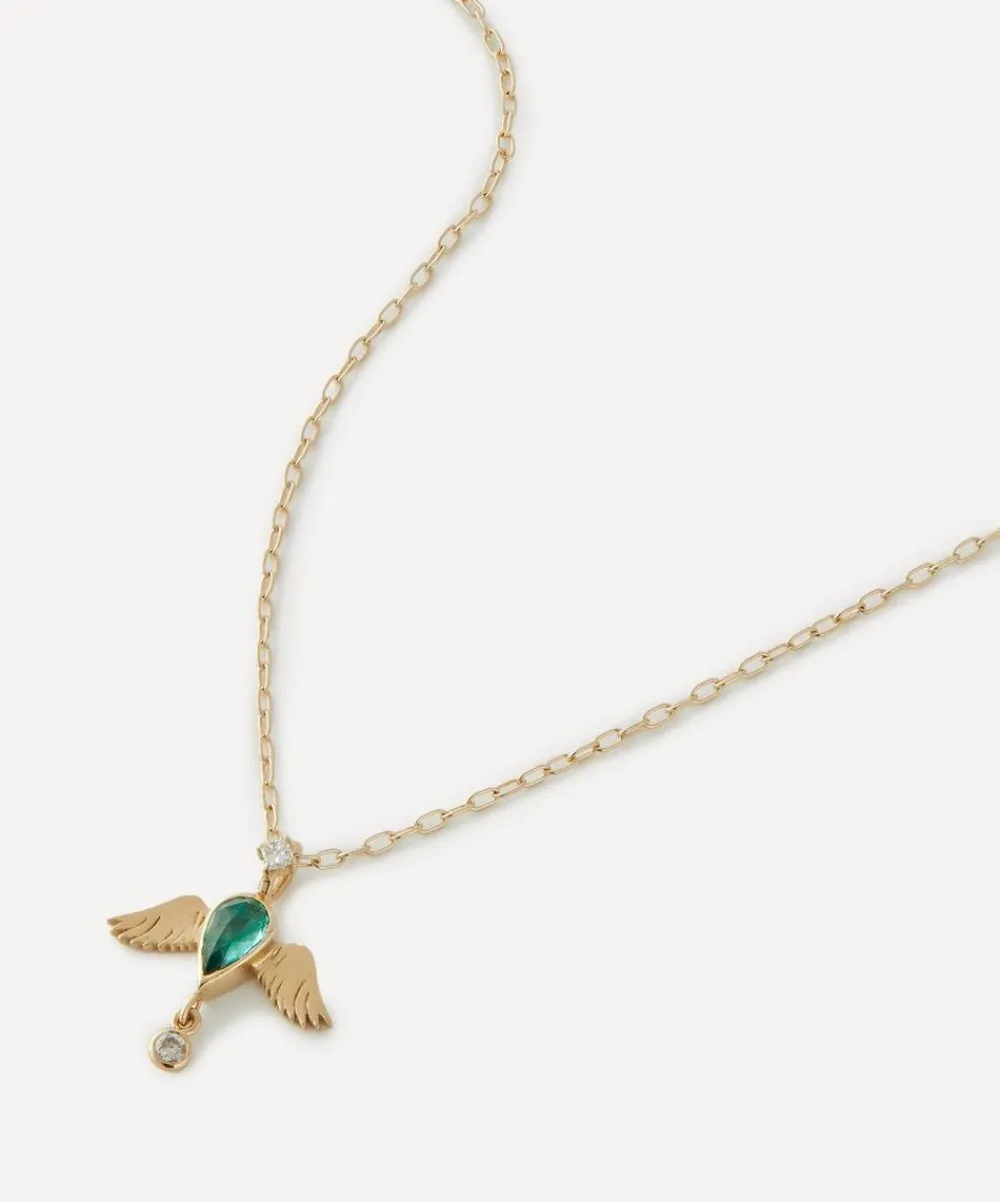 Celine Daoust Necklaces|Necklaces^14ct Gold Emerald Pear and Diamond Angel Pendant Necklace