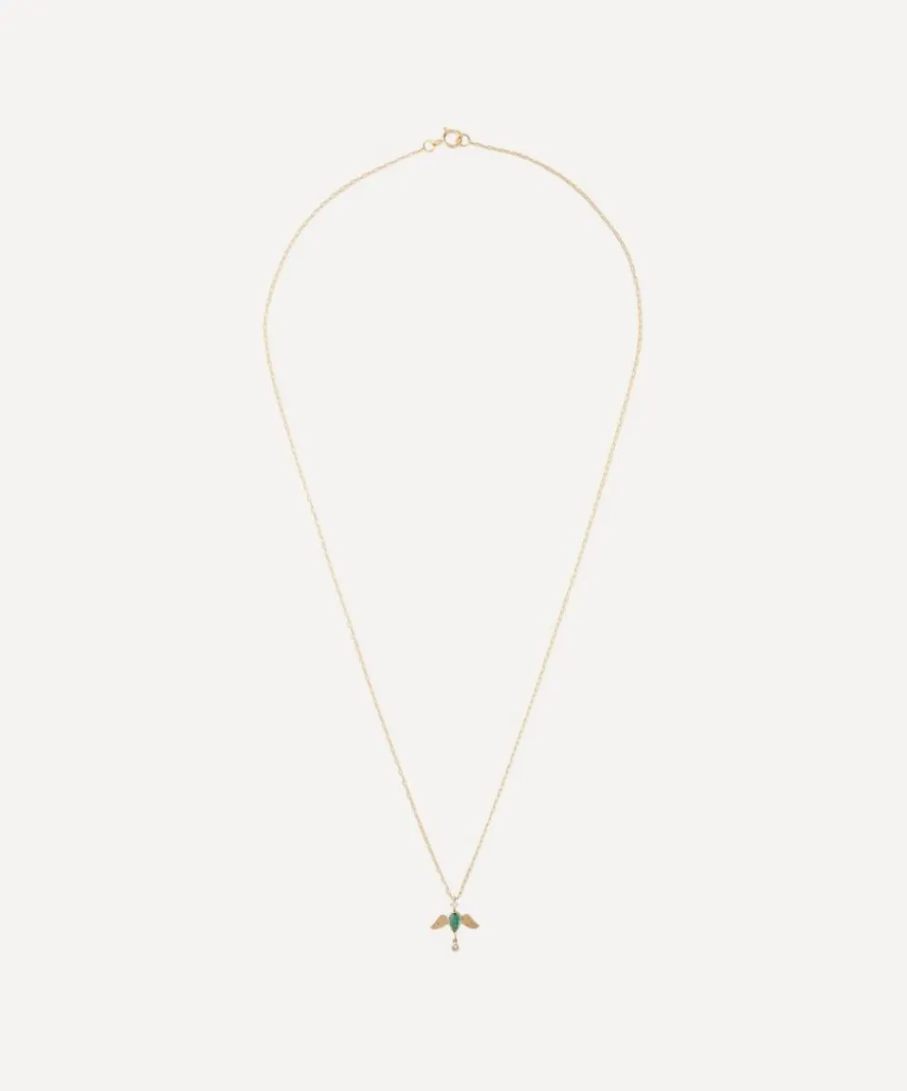 Celine Daoust Necklaces|Necklaces^14ct Gold Emerald Pear and Diamond Angel Pendant Necklace