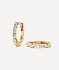Missoma Earrings^14ct Gold Fine Classic Diamond Huggie Hoop Earrings