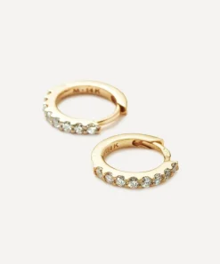 Missoma Earrings^14ct Gold Fine Classic Diamond Huggie Hoop Earrings