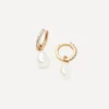 Missoma Earrings^14ct Gold Fine Diamond and Pearl Charm Hoop Earrings