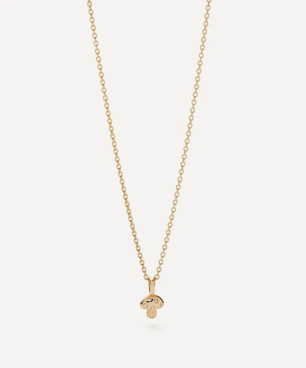 Missoma Necklaces|Necklaces^14ct Gold Fine Diamond Mushroom Mini Pendant Necklace