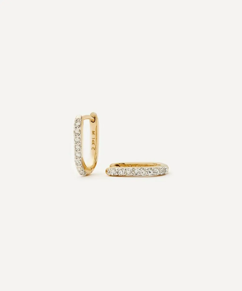 Missoma Earrings|Earrings^14ct Gold Fine Diamond Ovate Mini Hoop Earrings