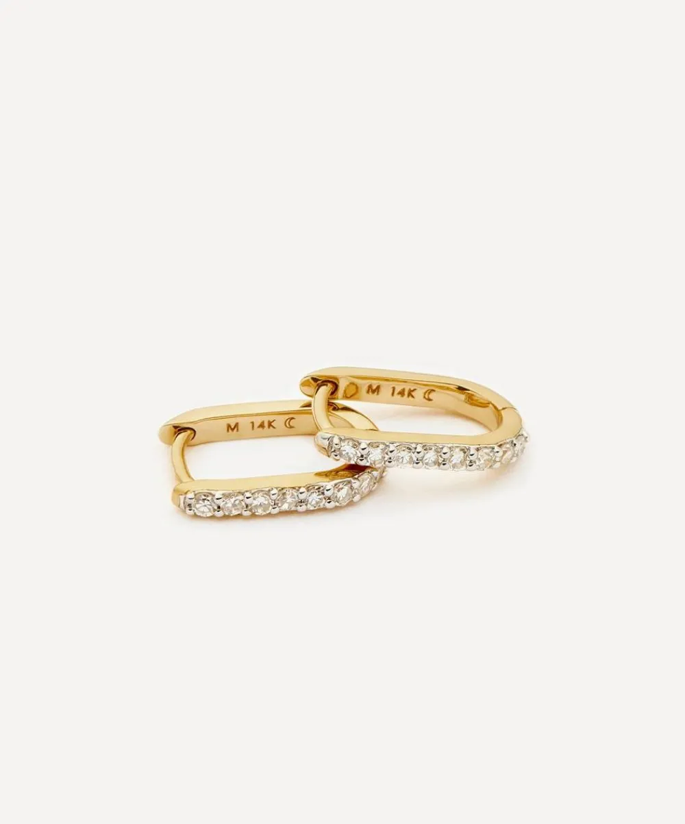 Missoma Earrings|Earrings^14ct Gold Fine Diamond Ovate Mini Hoop Earrings