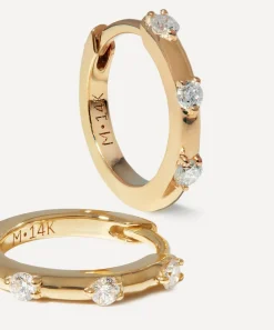Missoma Earrings|Earrings^14ct Gold Fine Diamond Studded Huggie Hoop Earrings