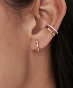 Missoma Earrings|Earrings^14ct Gold Fine Diamond Studded Huggie Hoop Earrings