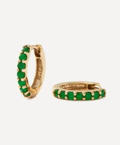 Missoma Earrings^14ct Gold Fine Emerald Huggie Hoop Earrings