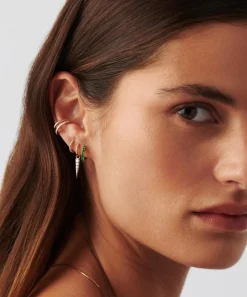 Missoma Earrings^14ct Gold Fine Emerald Huggie Hoop Earrings