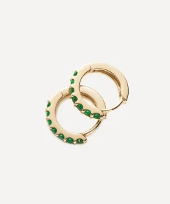 Missoma Earrings^14ct Gold Fine Emerald Huggie Hoop Earrings