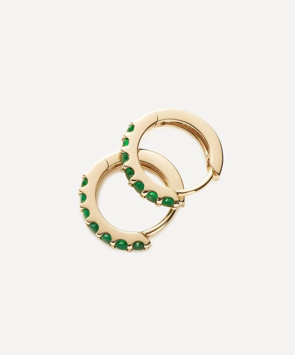 Missoma Earrings^14ct Gold Fine Emerald Huggie Hoop Earrings