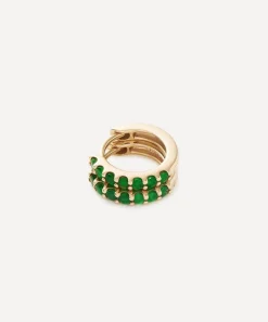 Missoma Earrings^14ct Gold Fine Emerald Huggie Hoop Earrings