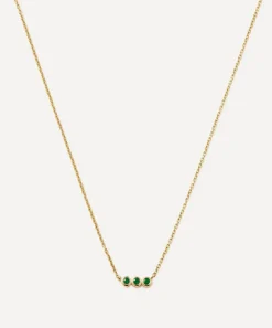 Missoma Necklaces^14ct Gold Fine Emerald Solitaire Trio Pendant Necklace