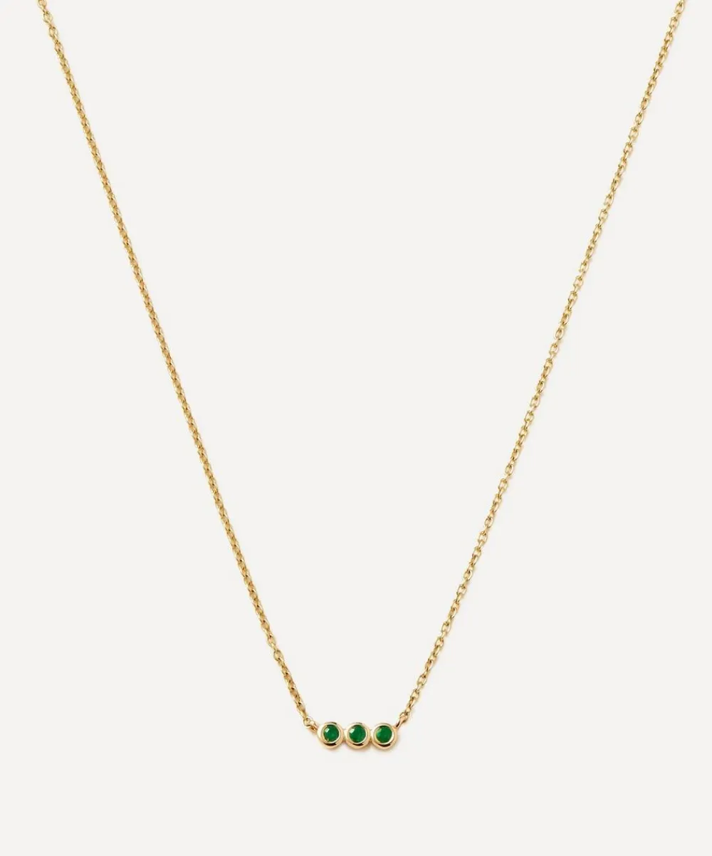 Missoma Necklaces^14ct Gold Fine Emerald Solitaire Trio Pendant Necklace
