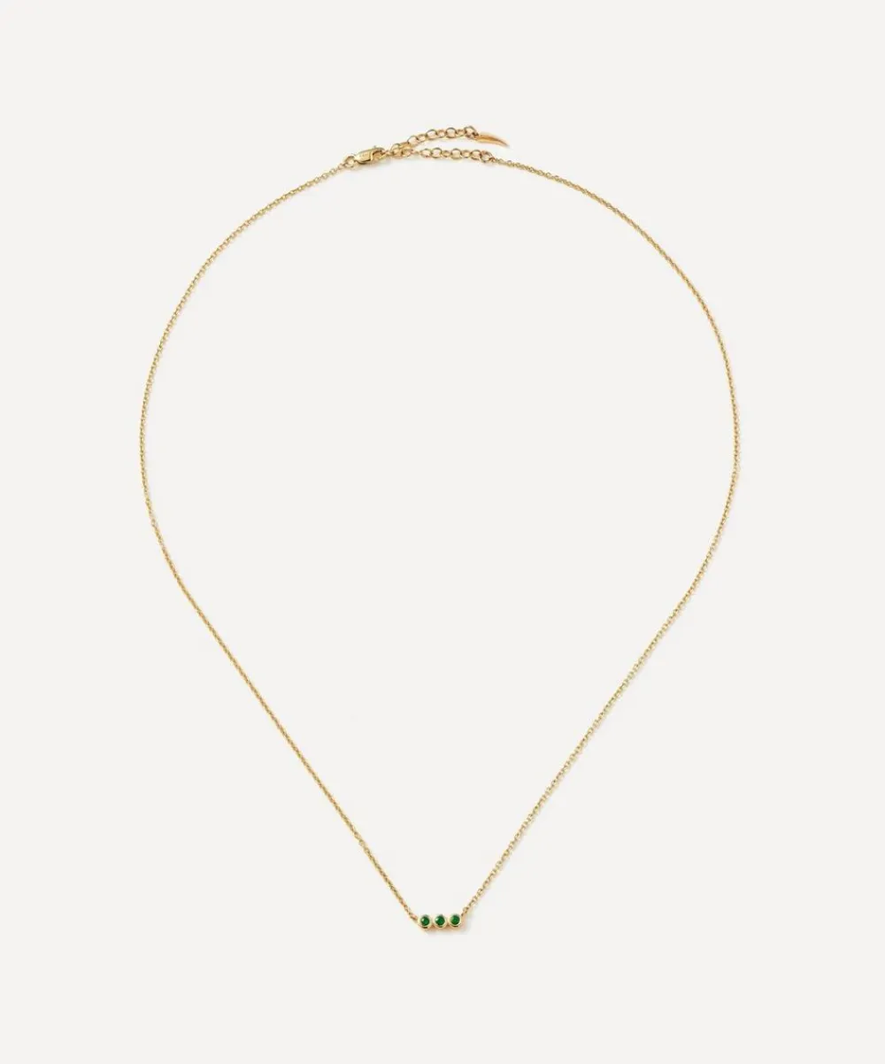 Missoma Necklaces^14ct Gold Fine Emerald Solitaire Trio Pendant Necklace