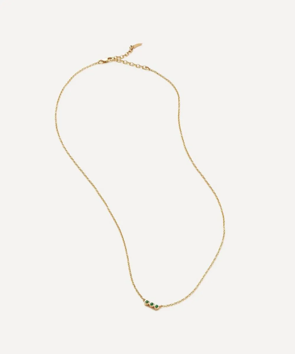 Missoma Necklaces^14ct Gold Fine Emerald Solitaire Trio Pendant Necklace