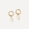 Missoma Earrings^14ct Gold Fine Pearl Drop Mini Hoop Earrings