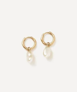 Missoma Earrings^14ct Gold Fine Pearl Drop Mini Hoop Earrings