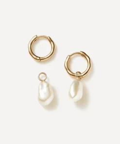 Missoma Earrings^14ct Gold Fine Pearl Drop Mini Hoop Earrings
