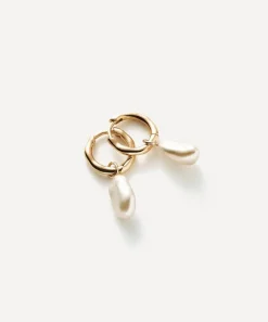 Missoma Earrings^14ct Gold Fine Pearl Drop Mini Hoop Earrings