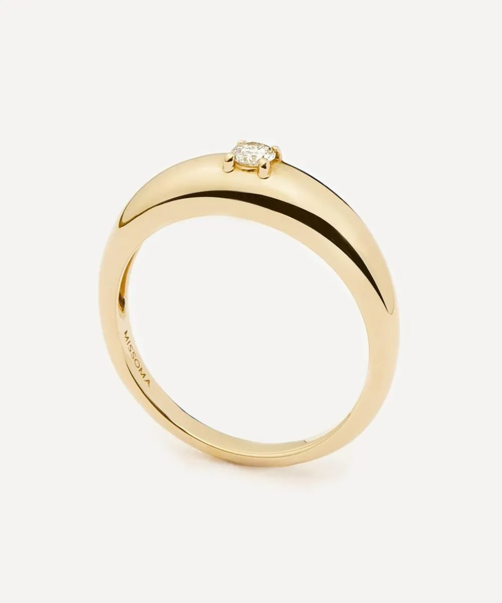 Missoma Rings|Rings^14ct Gold Fine Single Diamond Classic Dome Ring