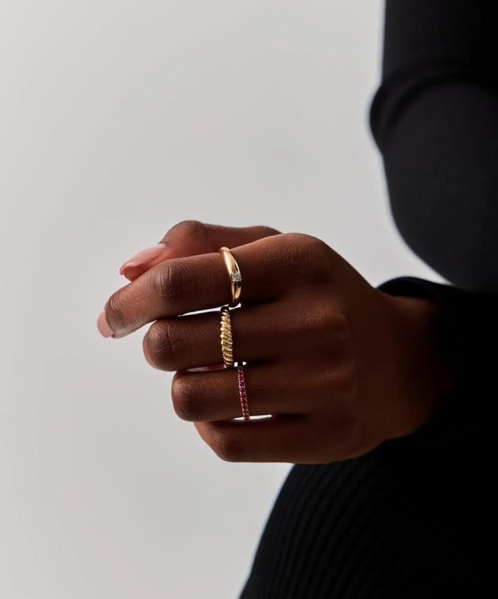 Missoma Rings|Rings^14ct Gold Fine Single Diamond Classic Dome Ring