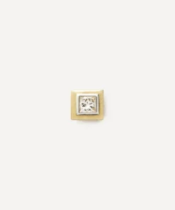 Missoma Earrings^14ct Gold Fine Square Solitaire Stud Earring