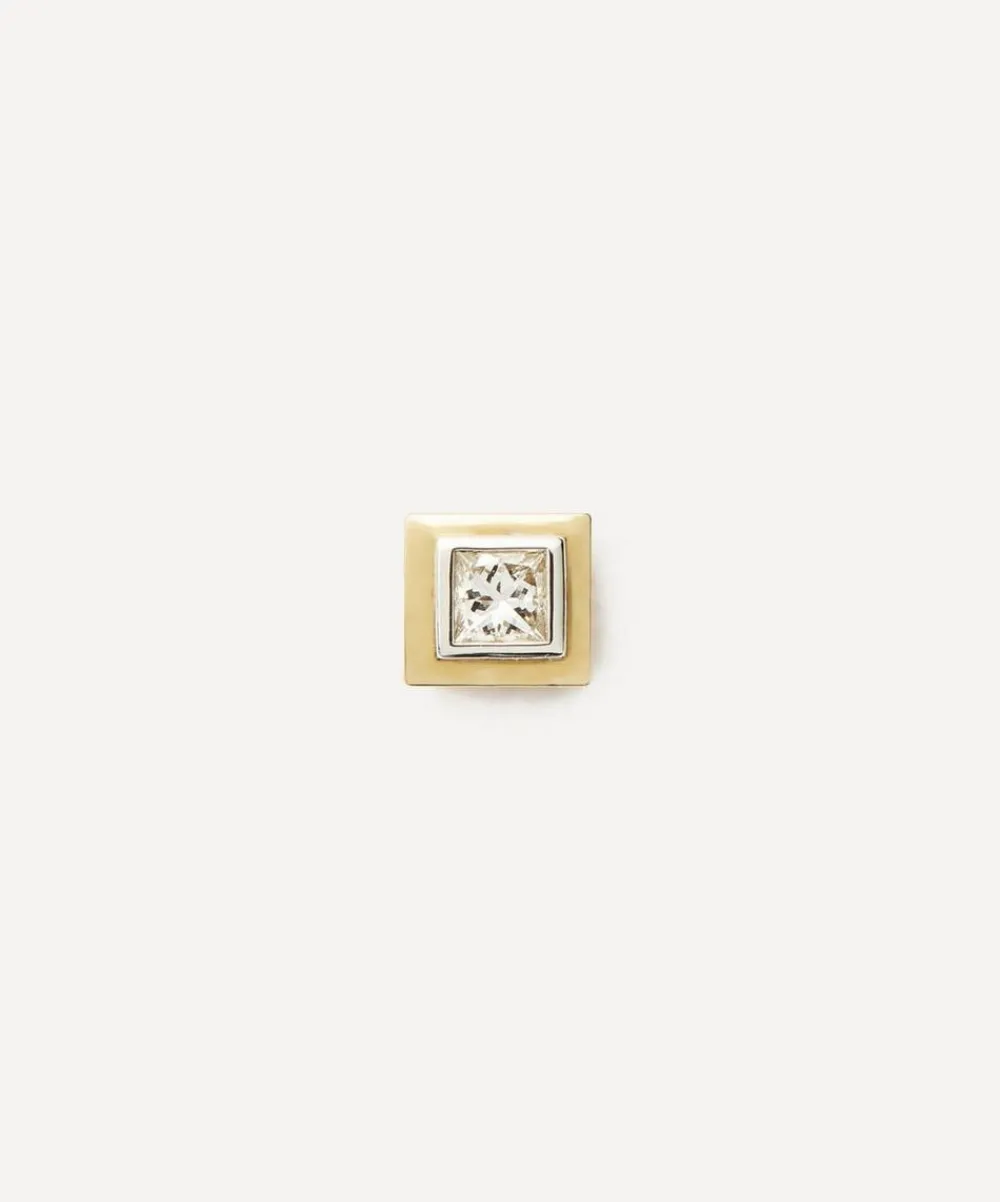 Missoma Earrings^14ct Gold Fine Square Solitaire Stud Earring