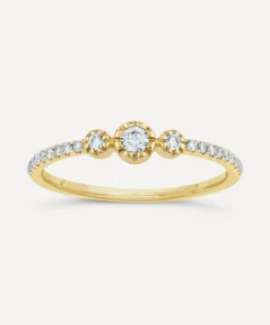 Dinny Hall Rings^9ct Gold Forget Me Not Diamond Trio Ring